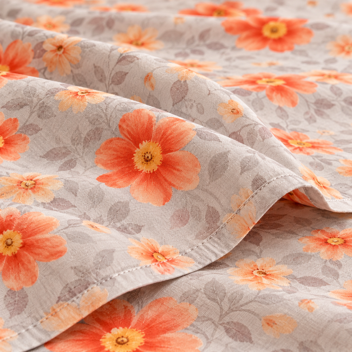 Multicolor Grey-Red - King - 7D Design Flat Bedsheet (78×72 inches)