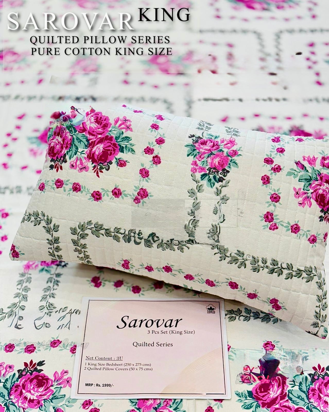 SAROVER KING SIZE QUILTED BEDSHEEET