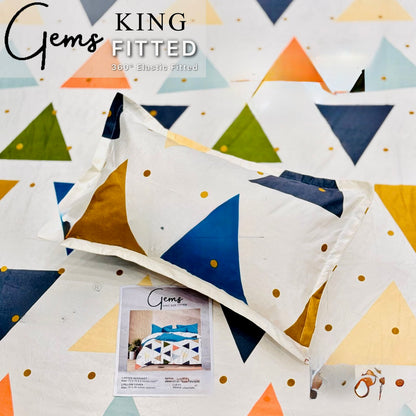 GEMS KING FITTED – 3PCS KING FITTED BEDSHEET SET (1+2)