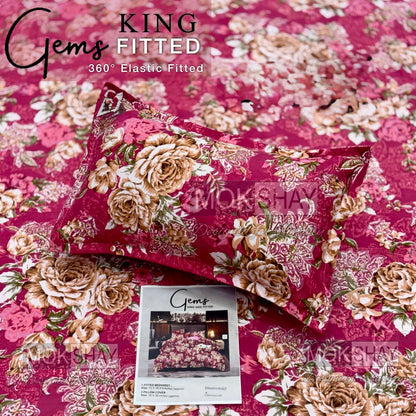 GEMS KING FITTED – 3PCS KING FITTED BEDSHEET SET (1+2)