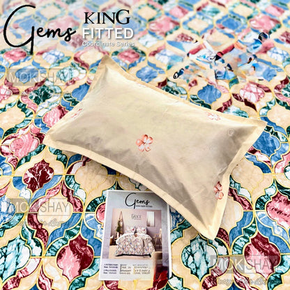 GEMS KING FITTED – 3PCS KING FITTED BEDSHEET SET (1+2)