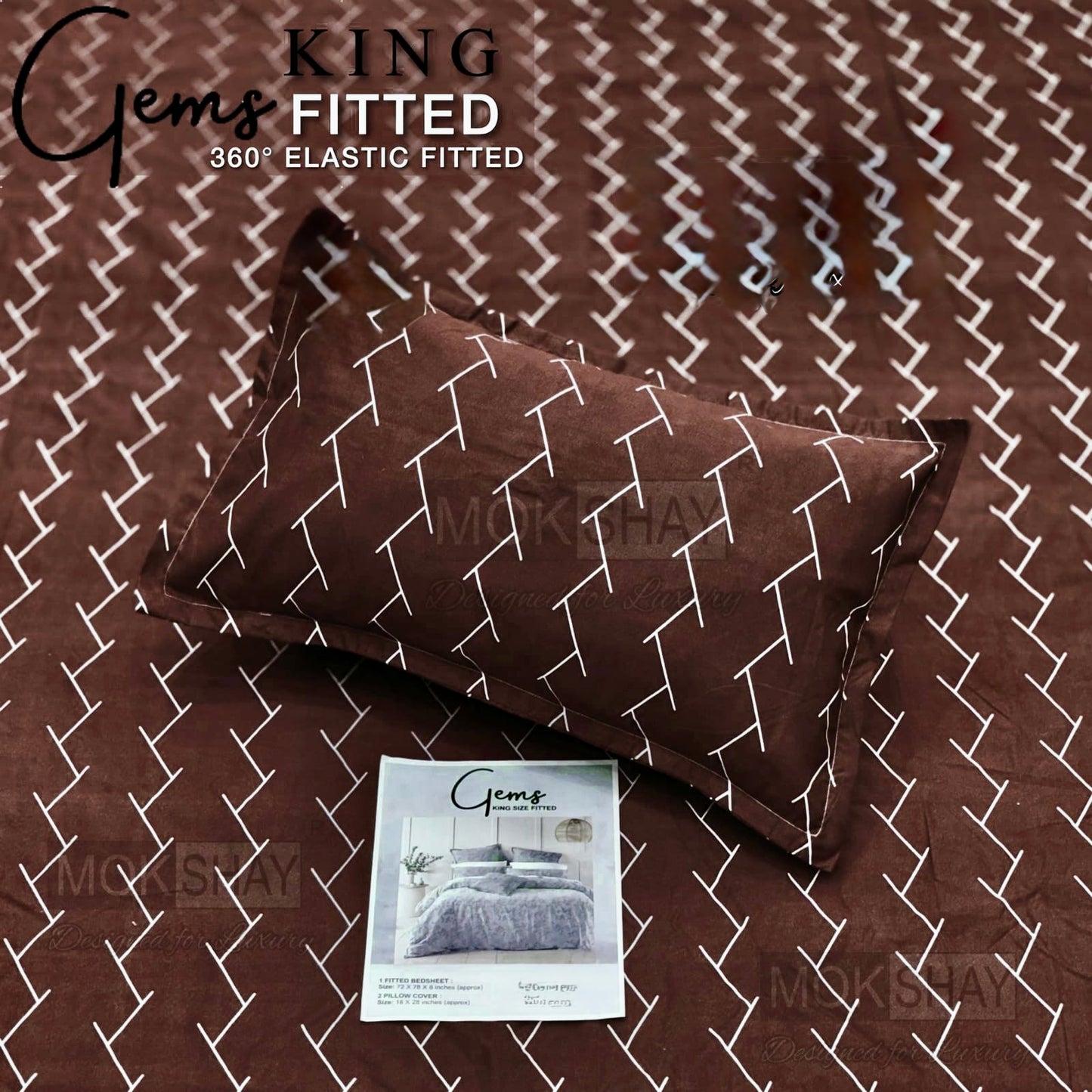 GEMS KING FITTED – 3PCS KING FITTED BEDSHEET SET (1+2)