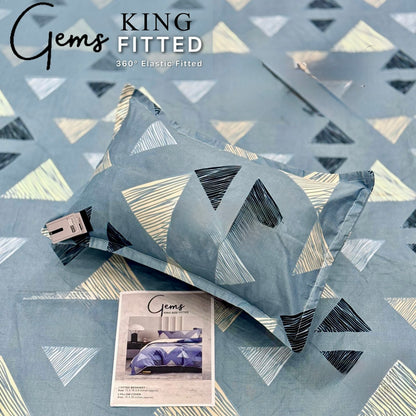 GEMS KING FITTED – 3PCS KING FITTED BEDSHEET SET (1+2)