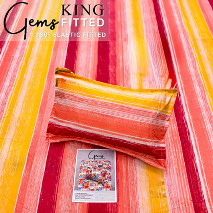 GEMS KING FITTED – 3PCS KING FITTED BEDSHEET SET (1+2)