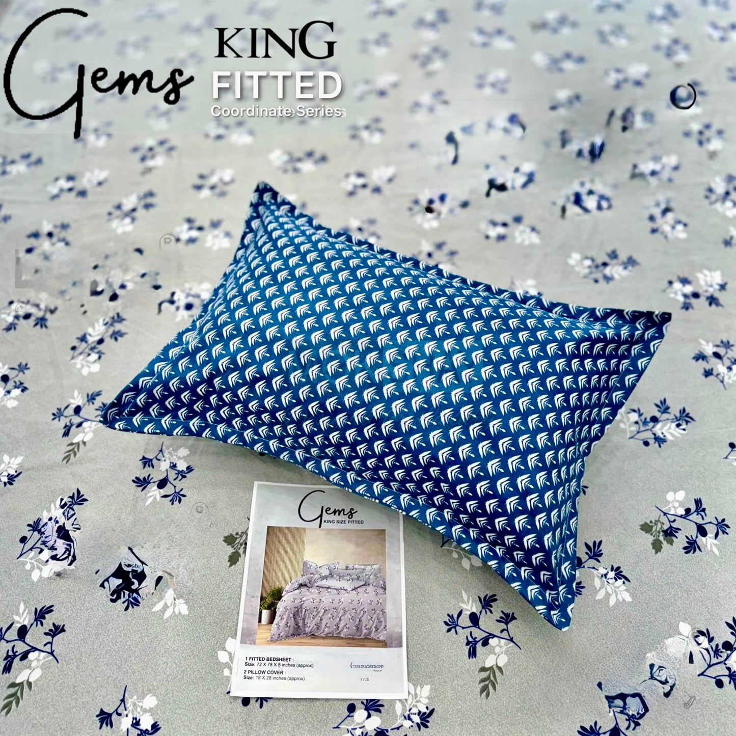 GEMS KING FITTED – 3PCS KING FITTED BEDSHEET SET (1+2)