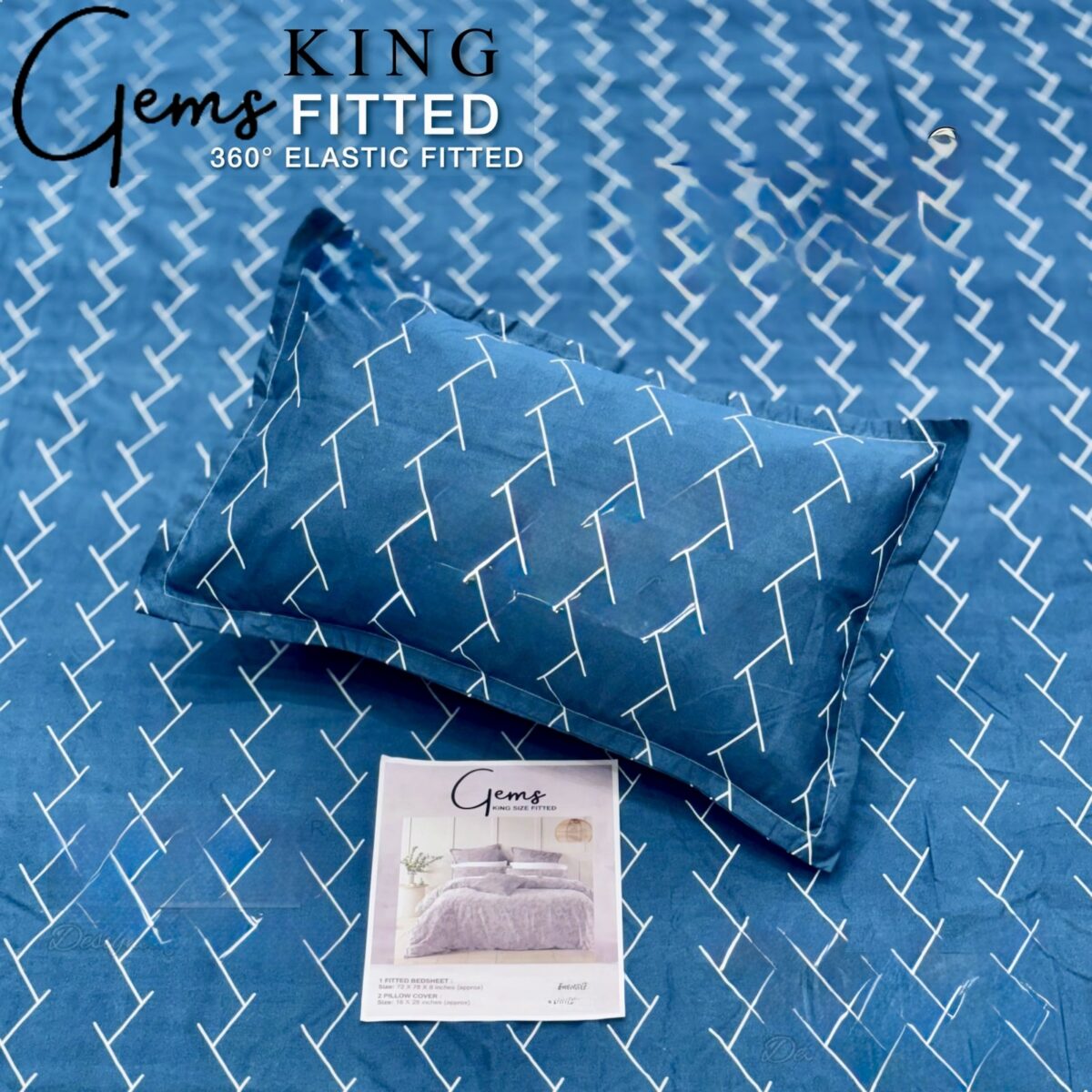 GEMS KING FITTED – 3PCS KING FITTED BEDSHEET SET (1+2)