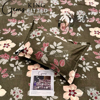 GEMS KING FITTED – 3PCS KING FITTED BEDSHEET SET (1+2)