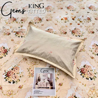 GEMS KING FITTED – 3PCS KING FITTED BEDSHEET SET (1+2)