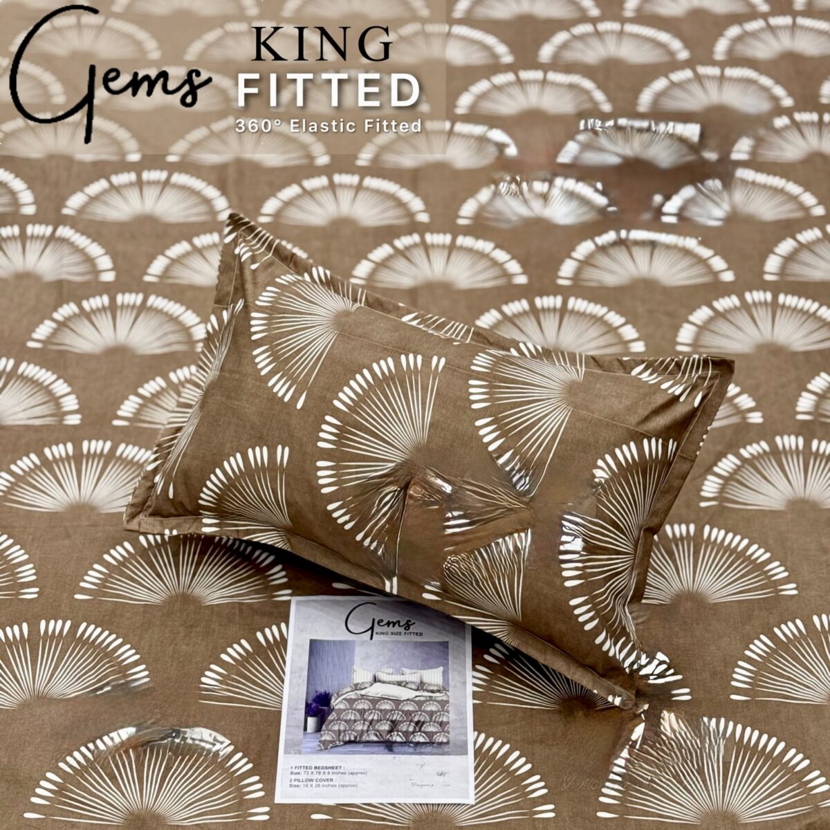 GEMS KING FITTED – 3PCS KING FITTED BEDSHEET SET (1+2)