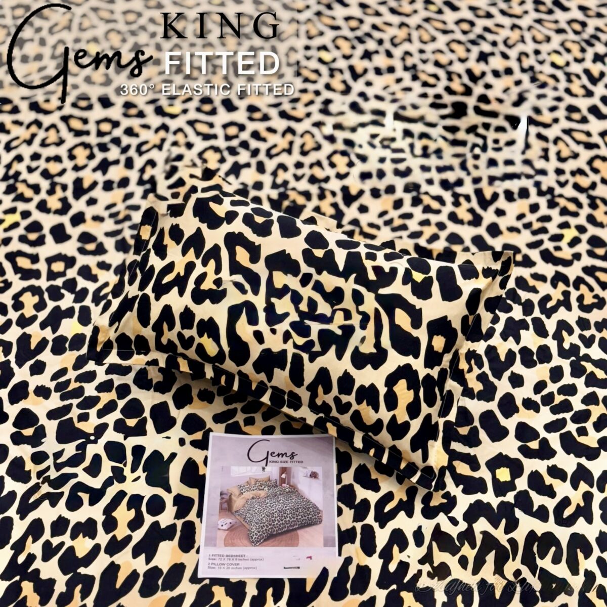GEMS KING FITTED – 3PCS KING FITTED BEDSHEET SET (1+2)
