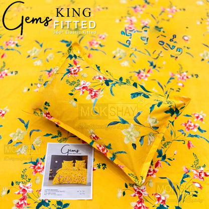 GEMS KING FITTED – 3PCS KING FITTED BEDSHEET SET (1+2)