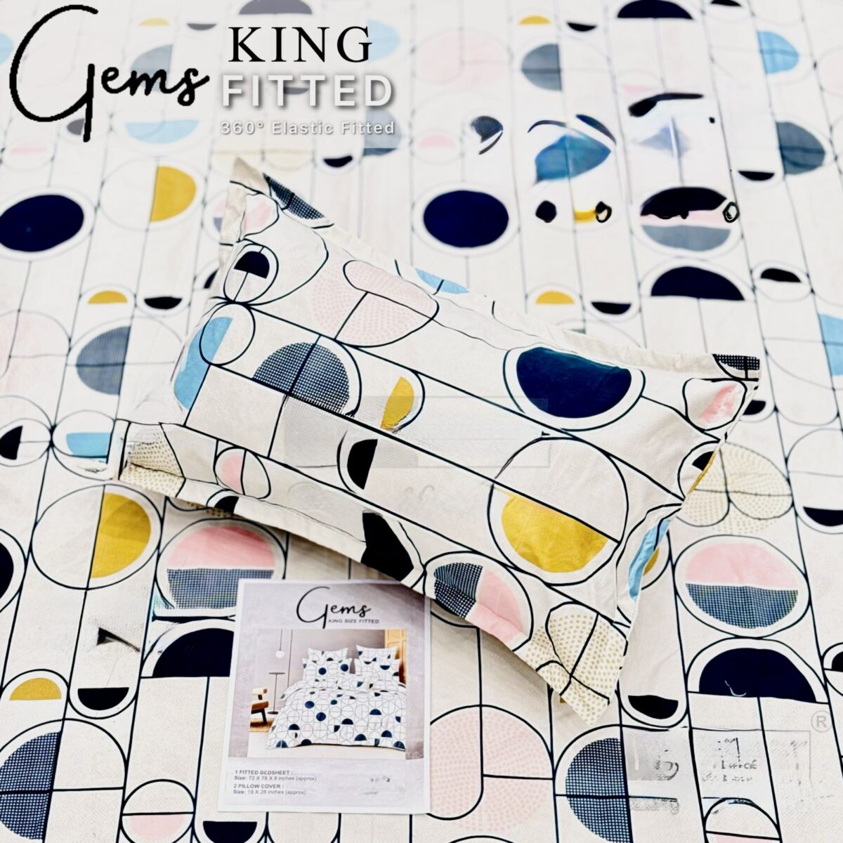 GEMS KING FITTED – 3PCS KING FITTED BEDSHEET SET (1+2)