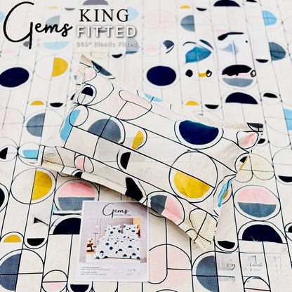 GEMS KING FITTED – 3PCS KING FITTED BEDSHEET SET (1+2)