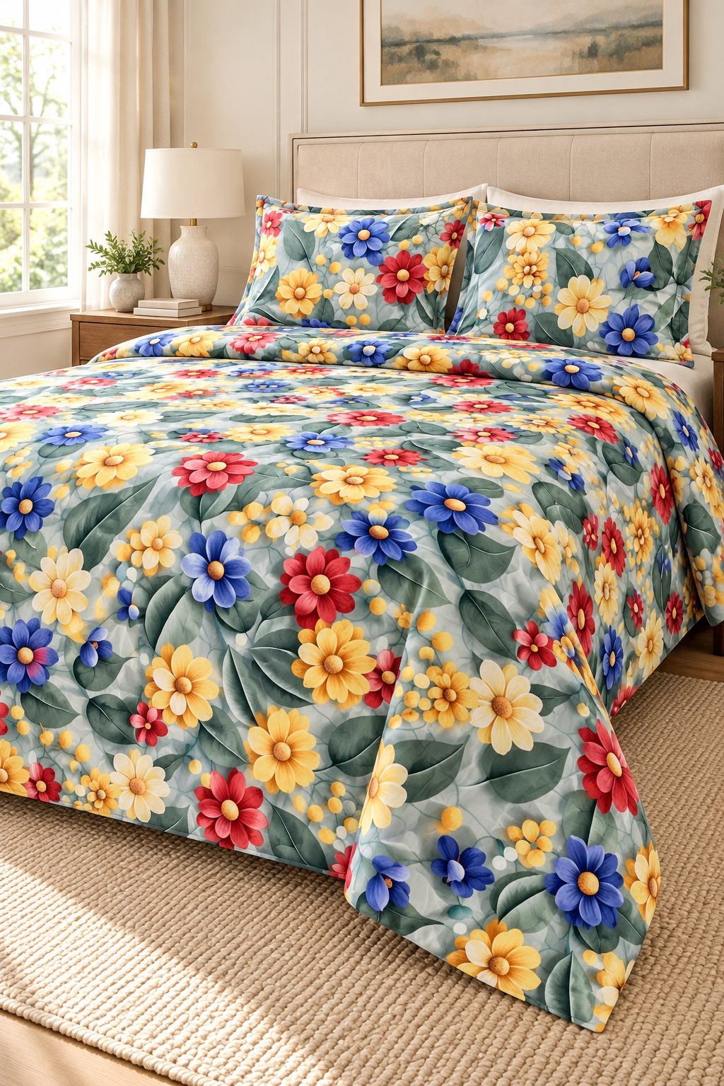 Multicolor Botanical - King - 7D Design Flat Bedsheet (78×72 inches)