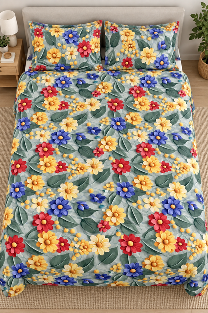 Multicolor Botanical - King - 7D Design Flat Bedsheet (78×72 inches)