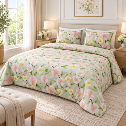 Multicolor Green - King - 7D Design Flat Bedsheet (78×72 inches)
