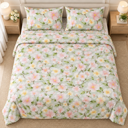 Multicolor Green - King - 7D Design Flat Bedsheet (78×72 inches)
