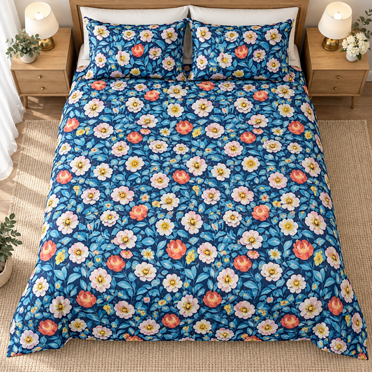 Multicolor Blue - King - 7D Design Flat Bedsheet (78×72 inches)