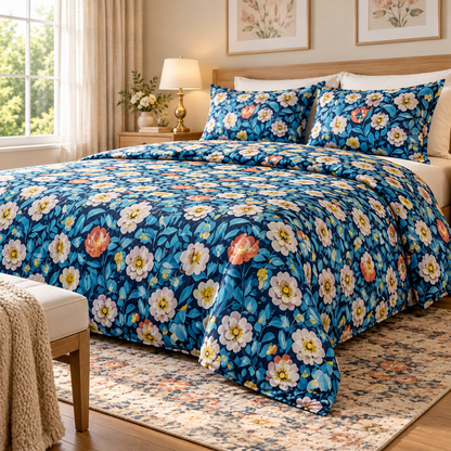 Multicolor Blue - King - 7D Design Flat Bedsheet (78×72 inches)