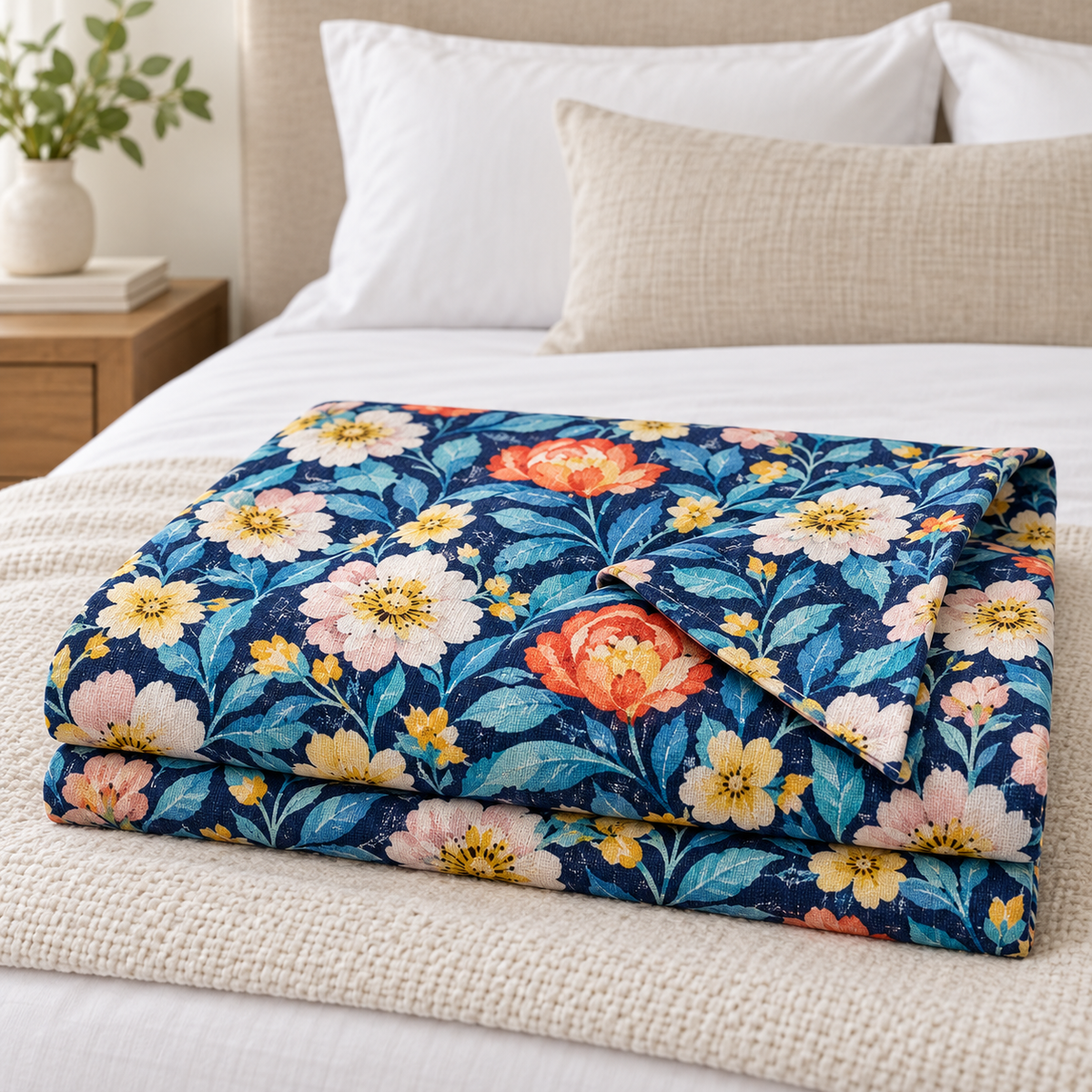 Multicolor Blue - King - 7D Design Flat Bedsheet (78×72 inches)