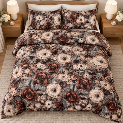 Multicolor Coffee - King - 7D Design Flat Bedsheet (78×72 inches)