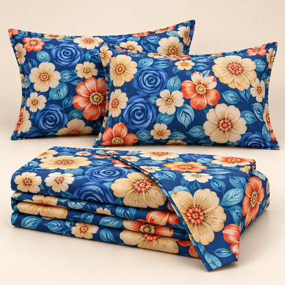 Multicolor Sky Blue - King - 7D Design Flat Bedsheet (78×72 inches)