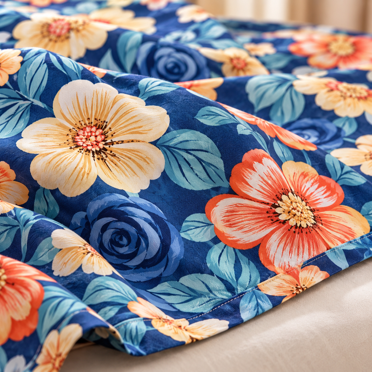 Multicolor Sky Blue - King - 7D Design Flat Bedsheet (78×72 inches)