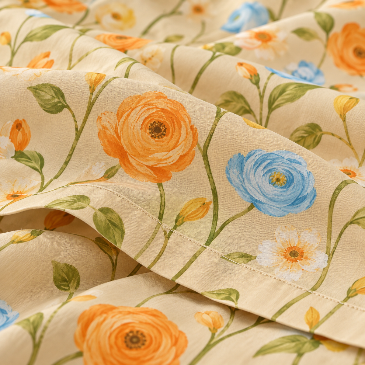 Multicolor-Mustard - King - 7D Design Fitted Bedsheet (78×72 inches)
