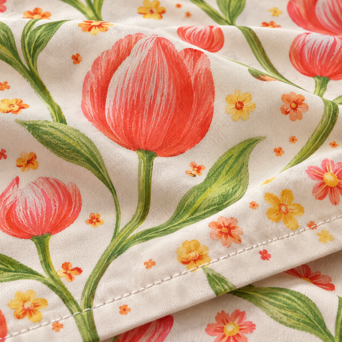 Multicolor-Red Lily - King - 7D Design Flat Bedsheet (78×72 inches)