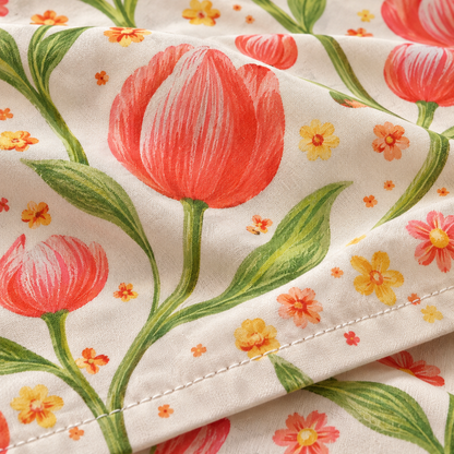 Multicolor-Red Lily - King - 7D Design Flat Bedsheet (78×72 inches)