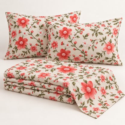 Multicolor-Red Rose King - 7D Design Flat Bedsheet (78×72 inches)