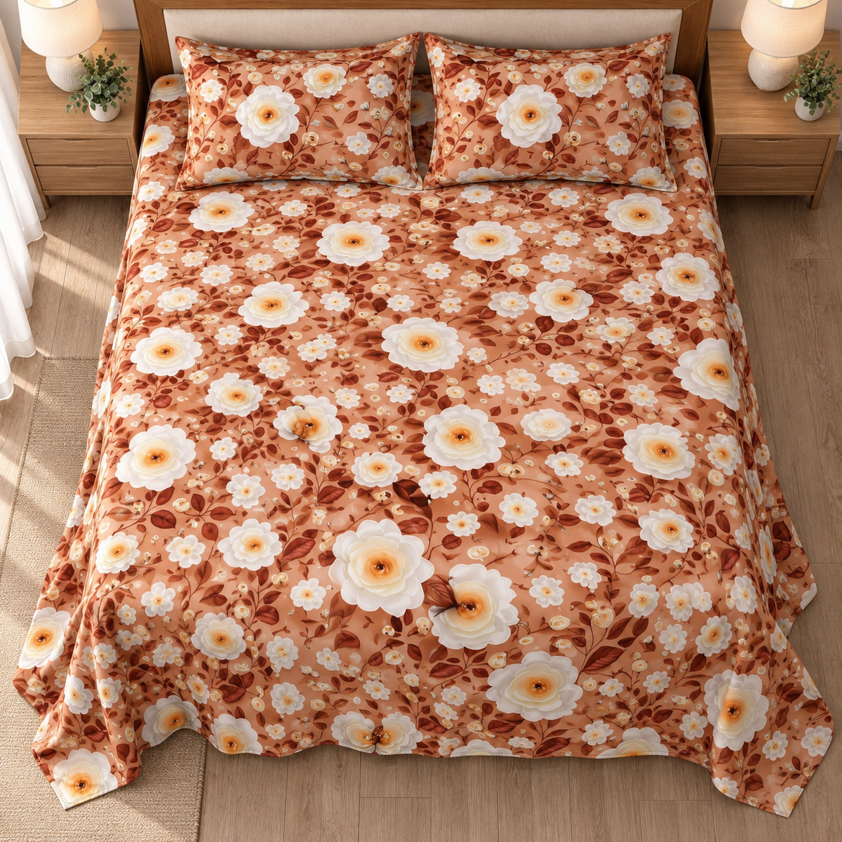 Multicolor Terracotta - King - 7D Design Flat Bedsheet (78×72 inches)