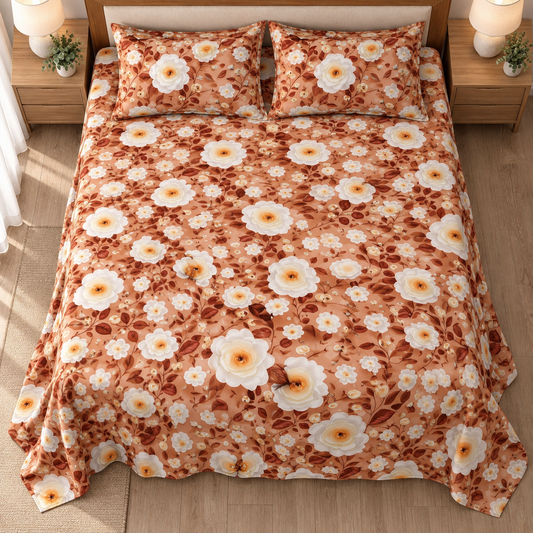 Multicolor Terracotta - King - 7D Design Flat Bedsheet (78×72 inches)