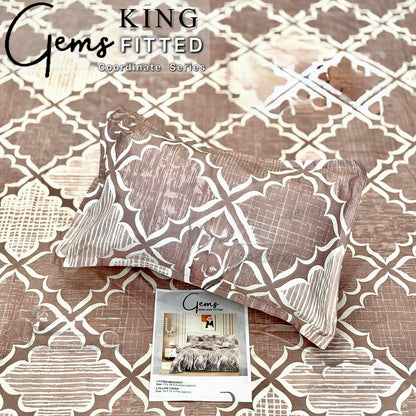 GEMS KING FITTED – 3PCS KING FITTED BEDSHEET SET (1+2)