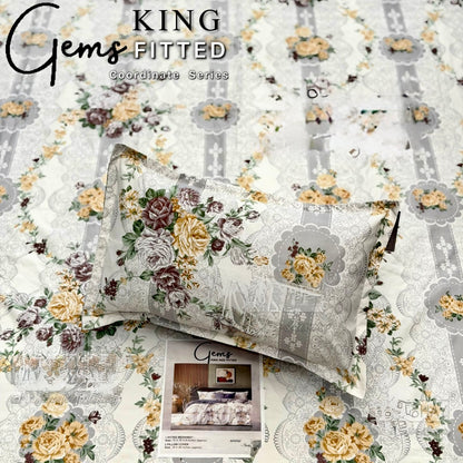 GEMS KING FITTED – 3PCS KING FITTED BEDSHEET SET (1+2)