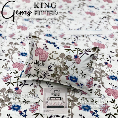 GEMS KING FITTED – 3PCS KING FITTED BEDSHEET SET (1+2)