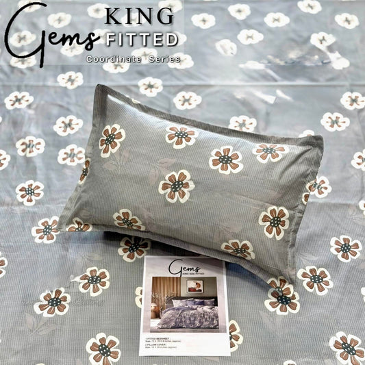 GEMS KING FITTED – 3PCS KING FITTED BEDSHEET SET (1+2)