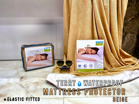 BLUSH COTTON TERRY WATERPROOF MATTRESS PROTECTOR