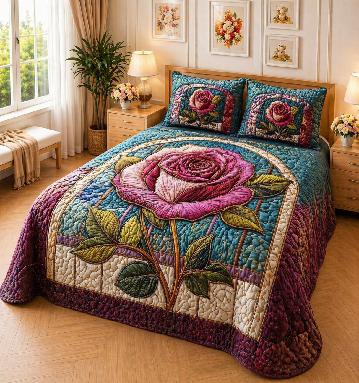 FAUX QUILTING EFFECTS DIGITAL PRINTS SUPERKING SIZE