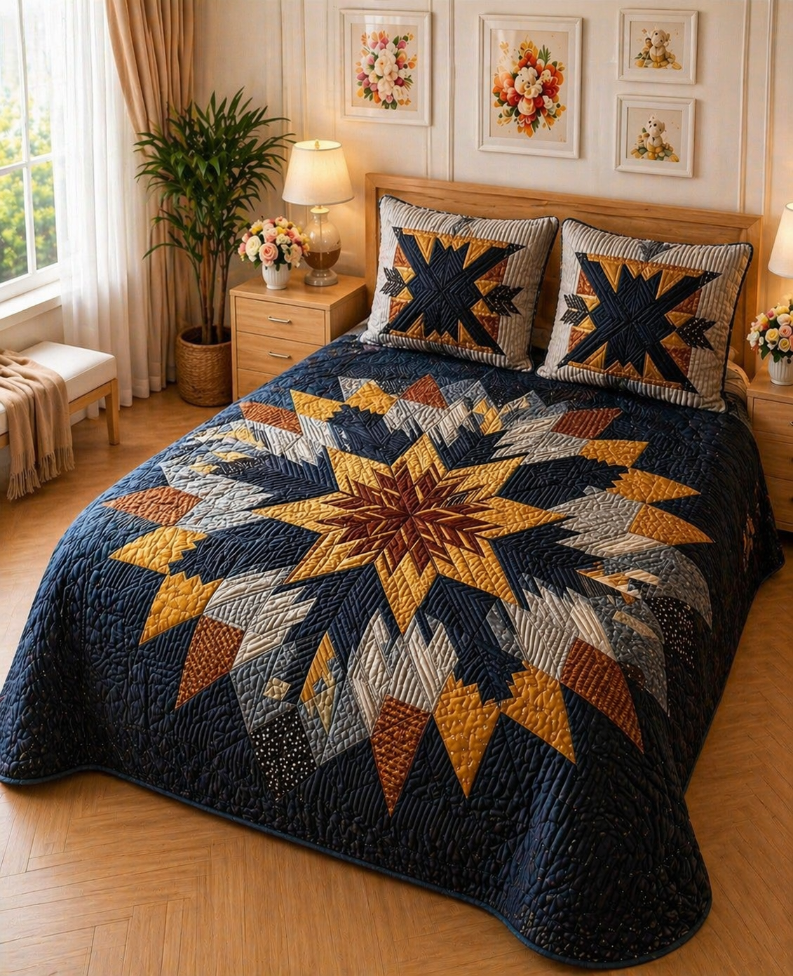 FAUX QUILTING EFFECTS DIGITAL PRINTS SUPERKING SIZE