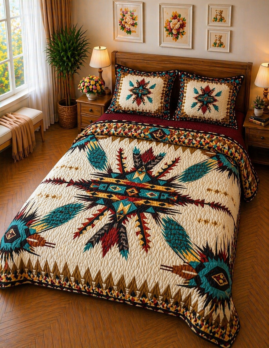 FAUX QUILTING EFFECTS DIGITAL PRINTS SUPERKING SIZE