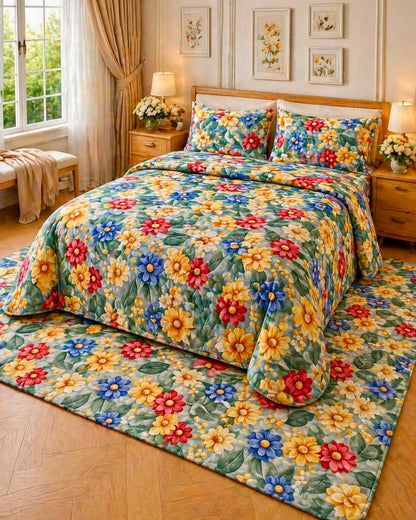 Multicolor Botanical - King - 7D Design Flat Bedsheet (78×72 inches)