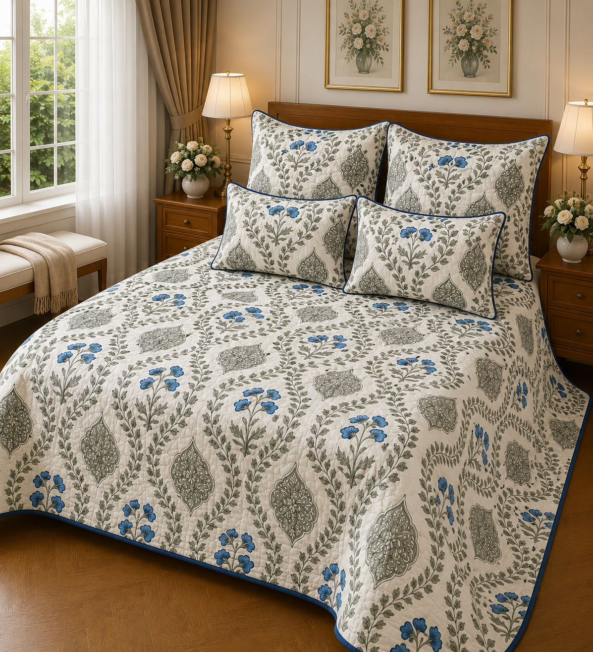 ANOKHI KING QUILTED 5 PCS SET