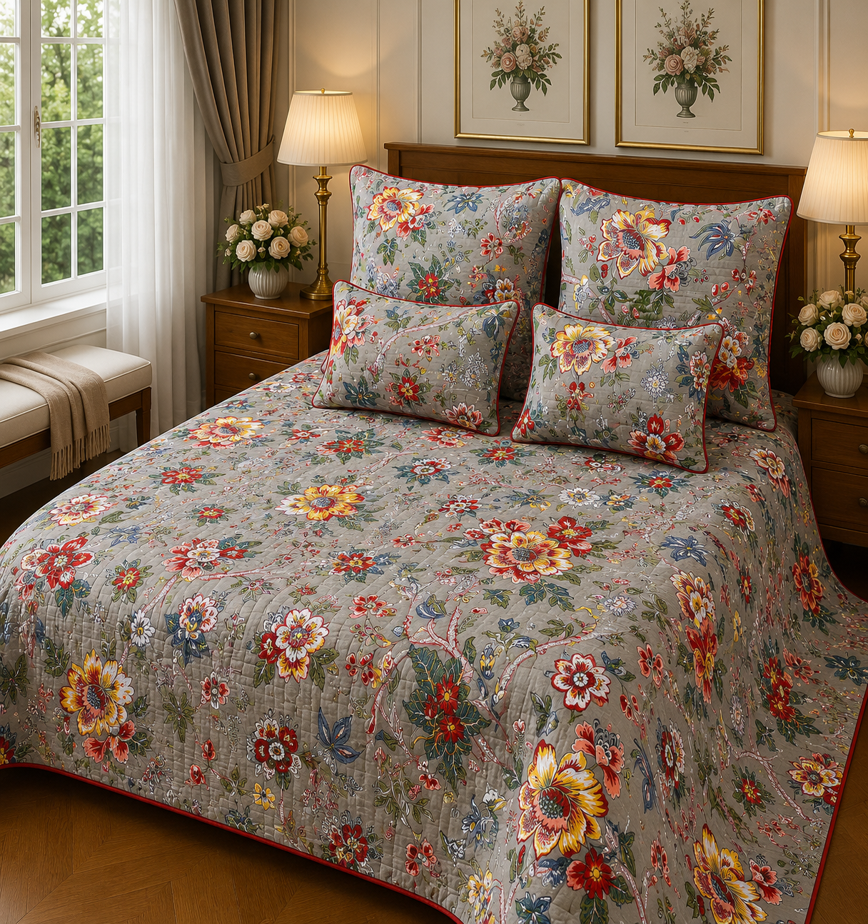 ANOKHI KING QUILTED 5 PCS SET