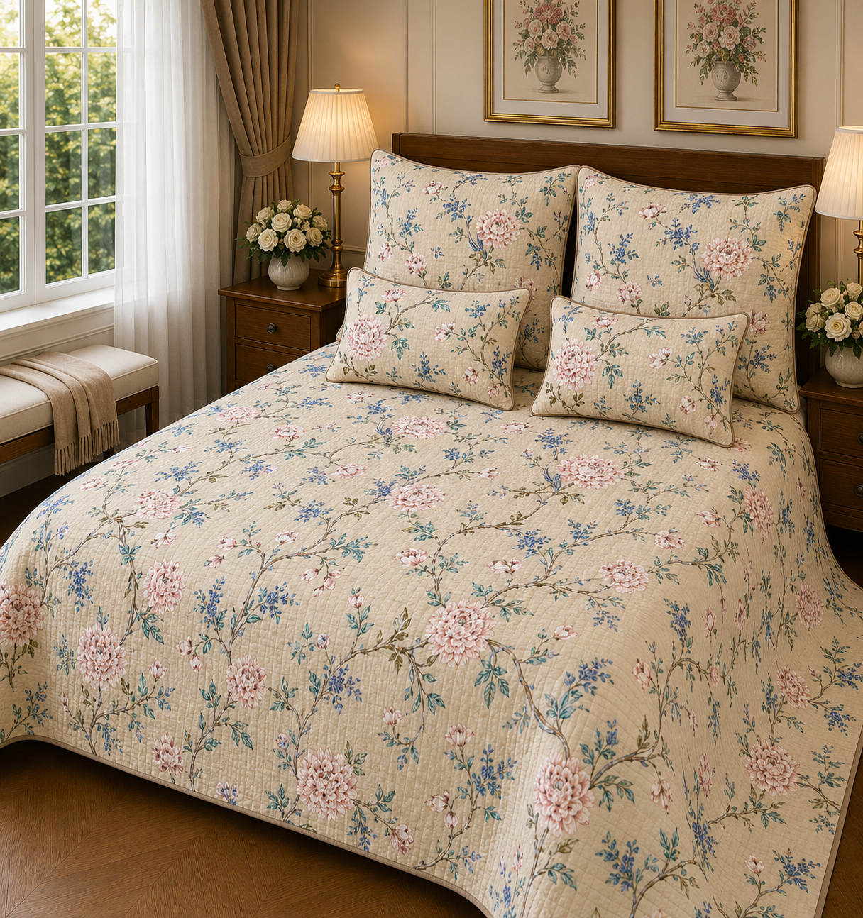 ANOKHI KING QUILTED 5 PCS SET