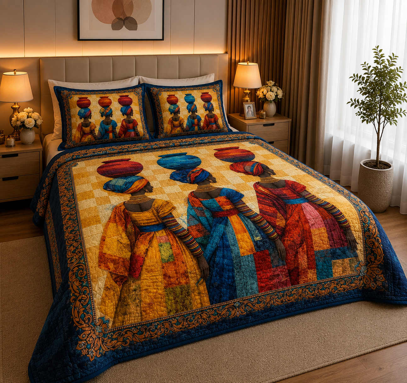 FAUX QUILTING EFFECTS DIGITAL PRINTS SUPERKING SIZE