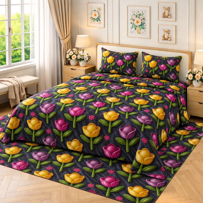 Multicolor Botanical - King - 7D Design Flat Bedsheet (78×72 inches)