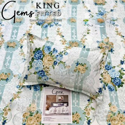 GEMS KING FITTED – 3PCS KING FITTED BEDSHEET SET (1+2)