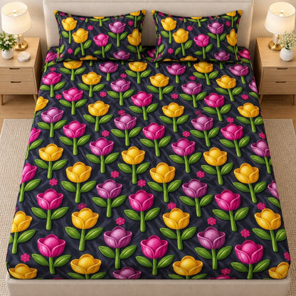 Multicolor Botanical - King - 7D Design Flat Bedsheet (78×72 inches)