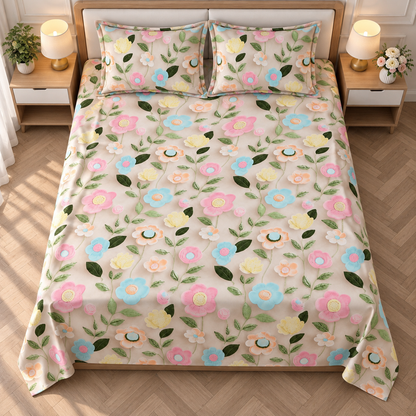 Multiflower Floral - King - 7D Design Fitted Bedsheet (78×72 inches)